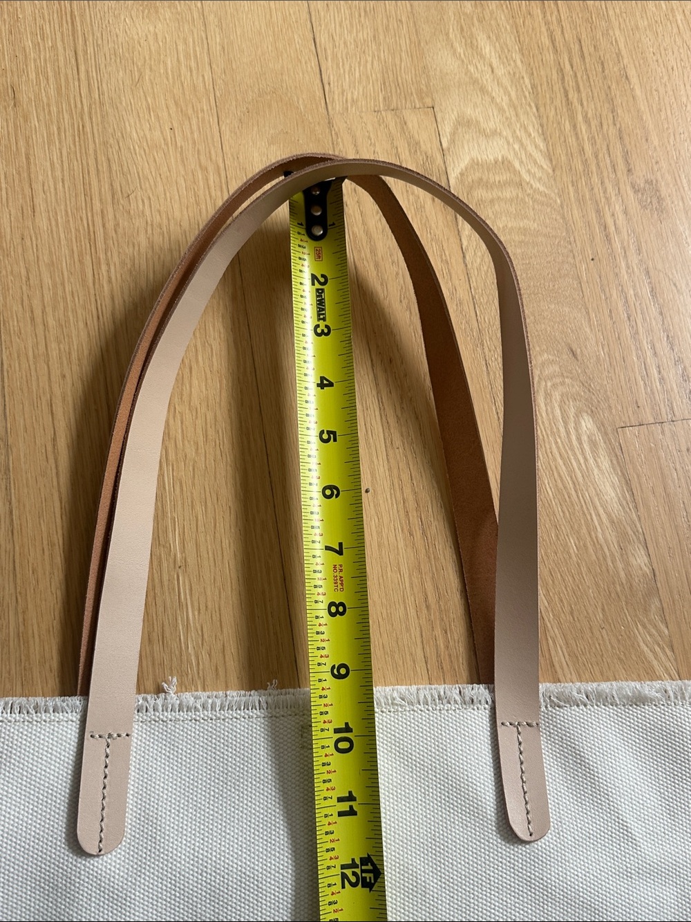 Jamie Young Cream Canvas Tote with Tan Leather Handles - Picture 8 of 9